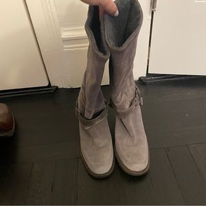 Brunello Cucinelli cashmere-lined suede heeled boots